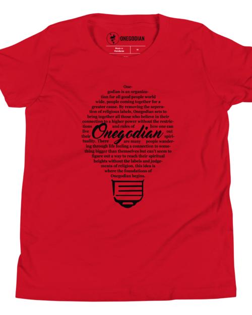 The Onegodian Idea - Youth Short Sleeve T-Shirt - Black Lightbulb
